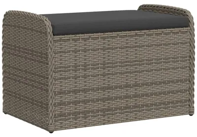 Obrázok produktu pre vidaXL Lavica s úložným priestorom a vankúšmi Sivá 80x51x52 cm Polyratan