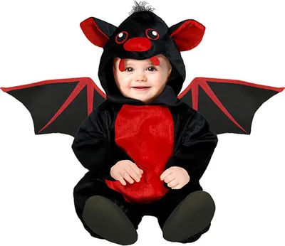 Immagine prodotto di Pipistrello Halloween Bambino Tuta con cappuccio Nero Ali Rosse Gatto Avventura Creatura Notturna, Taglia: 74/80 Colore: Nero