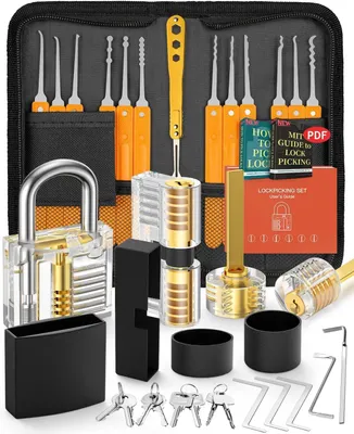 Produktbild von Lockpicking Set, 36 Stück Dietrich mit 4 Transparentem Trainingsschlössern und Handbuch Das perfekte Lock Pick Set für Anfänger und Profis Schlosser