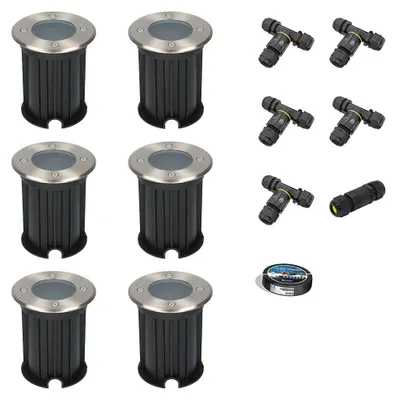 Produktbild von hoftronic LED Bodeneinbaustrahler 6x Ø12cm GU10 Dimmbar IP67 Edelstahl
