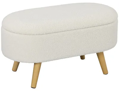 Image de Banc HOMCOM avec rangement, banc rembourré avec couvercle, banc-lit à structure en bois
