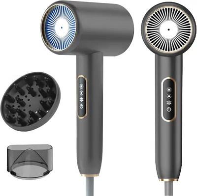 Produktbild von Haartrockner 2400W,3 Temperaturen&2Geschwindigkeiten Salon Föhn Mit LCD-Anzeig Anti-Frizz,Schnelltrocknen mit Diffusor und Stylingdüse,Leiser Leichter