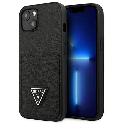 Produktbild von Guess Guhcp13Spsatpk Iphone 13 Mini 5.4 Schwarz/Schwarz Hardcase Saffianotriangle Logo Kartensteckplatz