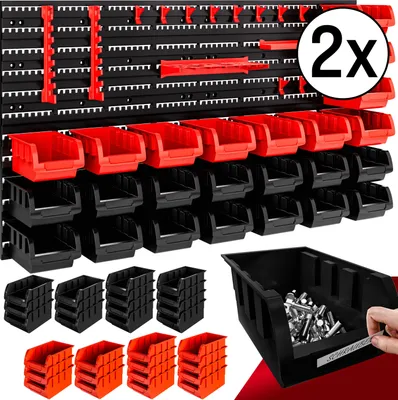 Immagine prodotto di DEUBA® Pannello Preforato Portautensili  86 pz. Box Impilabili Parete Attrezzata Officina Organizer Ampliabile Garage