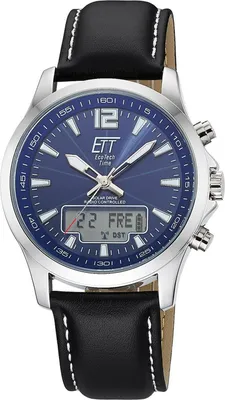 ETT Eco Tech Time EGA-11714-31L Herrenuhr Funk-Solar Professional Worldtimer Lederband 1