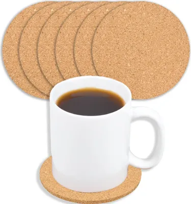 Produktbild von 6x Kork Untersetzer Bierdeckel Tasse Korkuntersetzer Glas Flasche Rund 10 cm