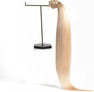 Produktbild von chaarmant Ponytail Extensions Echthaar 55 cm 100 g – Zopf Haarteil #60 Hellblond