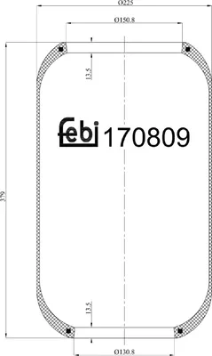 Produktbild von FEBI BILSTEIN Luftfederbalg 170809 für VOLVO B 7 379mm 225mm 150mm
