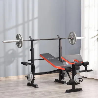 Produktbild von Hantelbank 6-in-1 multifunktional, Fitnessbank verstellbar Schrägbank Stahl, Schwarz | 175x139x127 cm | Bankdrücken Butterfly Beinstrecker