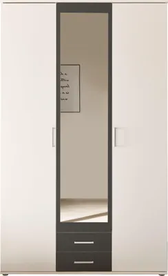 Produktbild von Pol Power Hanau Kleiderschrank + Spiegel Holzwerkstoff Melamin 3 Türen 120x196x54 cm