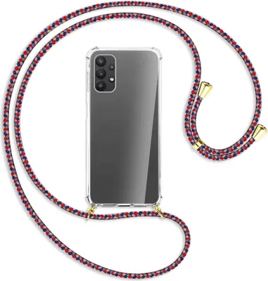 Produktbild von Handykette Backcover-Schutzhülle mit Band (Metall goldfarben) für Samsung Galaxy A23 4G - silber/blau/rot