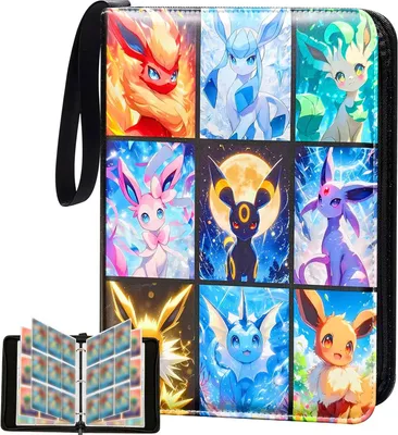 Produktbild von Pokémon Sammelkarten Album, Karten Sammelalbum, 50 Seiten 900 Sammelalbum Karten Kapazität, Tragbarer Wasserdichter Sammelalbum, Mit Reißverschluss