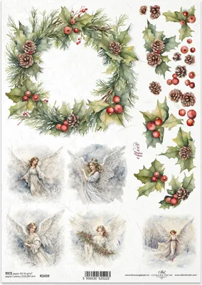 Produktbild von ITD Reispapier Decoupage Bastelpapier Serviettentechnik-R2439 Engelsgirlanden