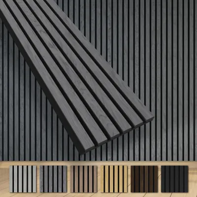 Zdjęcie produktu dla Panele akustyczne HEXIM, 280x30 cm, panele ścienne, duże, lameliowane, MDF, drewno, 0,85 m², XXL, naturalna okleina drewniana, grubość 21 mm, filc