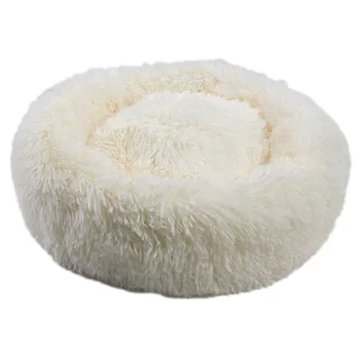 Produktbild von MEDISAFETY Hundebett MILOU Haustierkissen für Hunde und Katzen besonders flauschiges Haustiersofa Kuschelinsel rund 50-80cm in hellgrau, dunkelgrau, beige, braun, Farbe:80 cm - Beige