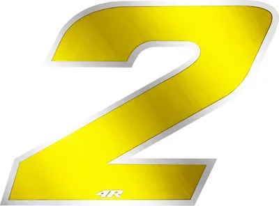 Obrázek produktu pro Nálepka závodní číslo pro motocykl "2" žlutá 100 x 130 mm