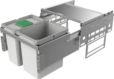 Immagine prodotto di Naber Cox® Base 360 K/500-2, cestino estraibile anteriore, con coperchio organico, grigio chiaro