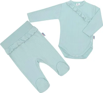 Produktbild von 2-teiliges Säuglings-Set New Baby Stripes Eisblau, Gr. 86 (12-18m)
