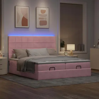 Produktbild von Möbel Glamour Ottoman-Bett mit Matratzen Rosa 160x200 cm Samt - Klassische Betten CC7778384