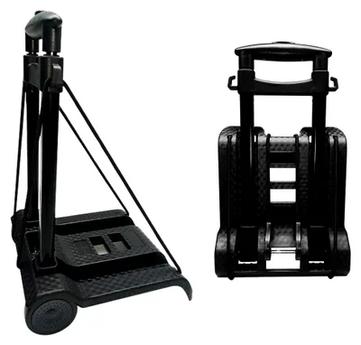 Produktbild von Klappbarer Handwagen mit geräuschlosen, verschleißfesten PVC-Rädern und verstellbarem Griff, 40 kg Tragfähigkeit und leichtem Gewicht (3,1 kg), tragbarer Schwerlastwagen und langlebiger Trolley