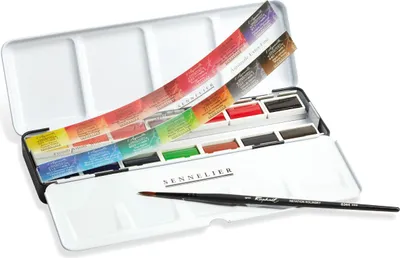 Immagine prodotto di Colori ad acquerello Sennelier - Cofanetto metallico con 14 vaschette intere + 1 pennello N131615