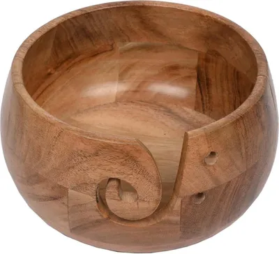 Zdjęcie produktu dla Pojemnik na włóczkę z drewna akacjowego wykonany ręcznie 17,78 x 17,78 cm