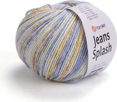Produktbild von Yarnart Jeans Splash 956 - Bunte Sportwolle, 55% Baumwolle, 160m/50g, Soft und Langlebig