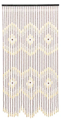 Produktbild von Perlenvorhang aus Bambus - Türvorhang mit Holzperlen - Handgefertigter Raumteiler - Boho Dekoration für Tür & Fenster - Beige