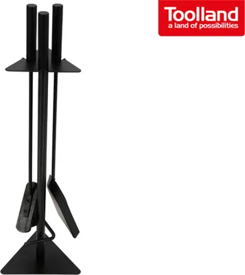 Produktbild von Kaminbesteckset schwarz mit Schaufel, Kaminbesen & Schürhaken, Kaminofenzubehör