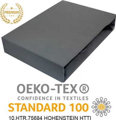 Produktbild von Spannbettlaken Jersey Bettlaken Betttuch Laken mit Gummizug 100% Baumwolle 80x180 cm DUNKELGRAU PREMIUM
