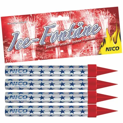 Produktbild von 4 Stk. Zaubersterne / Ice-Fontäne Nico® Zimmerfontäne Tortenfontäne 50sek. Brenndauer