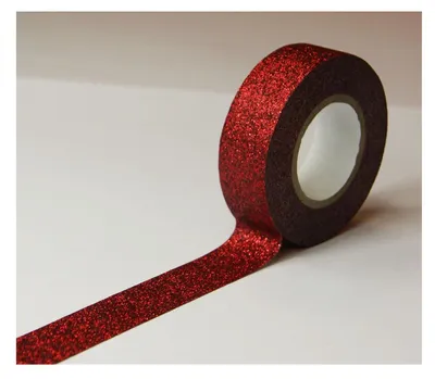 Produktbild von Dekoband - Rot - Glitter - Repositionierbar - 15 mm x 10 m