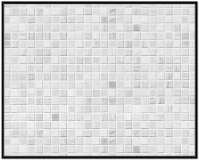 Produktbild von Wallario Wandbild Fliesen im Bad weiß-grau, Größe: 40,30 x 50,30 cm, Poster mit schwarzem Aluminiumrahmen
