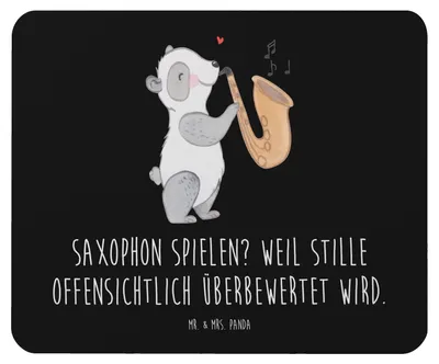 Produktbild von Mr. & Mrs. Panda Mouse Pad Saxophon Leidenschaft - Schwarz - Geschenk, Blues, Mauspad, Jazz, Musik, Musiker, Instrument, Solo, mousematte, pc, Lernen, Melodie, Mousepad