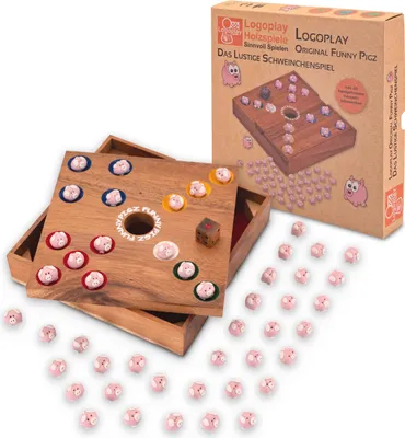Produktbild von LOGOPLAY Funny Pigz - Big Hole - Würfelspiel - Gesellschaftsspiel - Brettspiel aus Holz