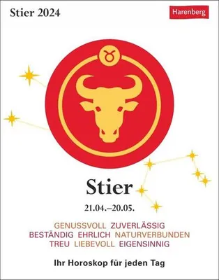 Produktbild von Stier Sternzeichenkalender 2024: Tagesabreißkalender. Tischkalender 2024 mit täglichem Horoskop. Kleiner Kalender mit täglichem Blick in die Sterne