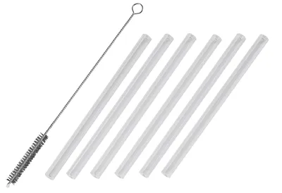 Produktbild von WESTMARK Trinkhalm Glas gerade mit Reinigungsbürste 15cm 50er