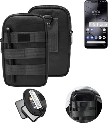 Produktbild von K-S-Trade Holster Gürtel Tasche kompatibel mit Gigaset GS195 Handy Tasche Schutz Hülle dunkel-grau viele Fächer, 1x