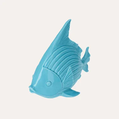 Immagine prodotto di KEYHOMESTORE | Statuina Pesce in Vetroceramica Turchese H.25 cm