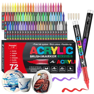 Produktbild von 72 farbige Acrylmarker mit flexiblem Pinselspitzenaufsatz