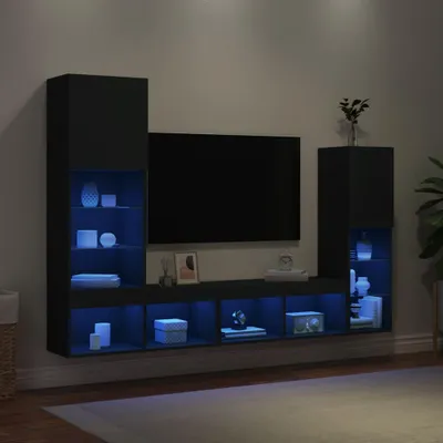 Image de Meuble mural pour télévision - Meuble TV - Meuble mural - Meuble TV - Meuble suspendu - Éclairage LED RGB