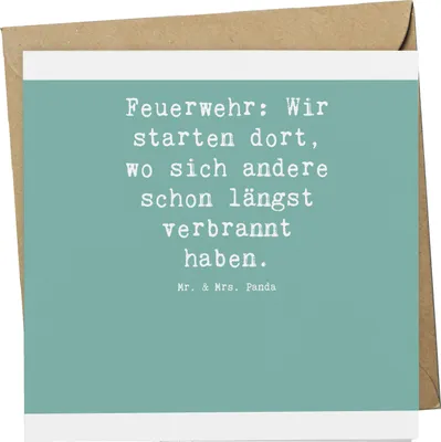 Produktbild von Mr. & Mrs. Panda Grußkarte Feuerwehrmann Helden - Meeresbrise - Geschenk, Geschenke für Berufstätige, doppelkarte, Berufe, anlasskarte, Glückwunschkarte, Tapferkeit, Mut