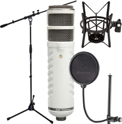 Obrázok produktu pre Rode Podcaster s pop štítom s pavúkom a statívom