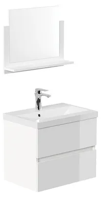Produktbild von HOME DELUXE - Badmöbel - Set - WANGEROOGE Deluxe – Größe: M, Farbe: Weiß, Breite Waschbecken: ca. 60 cm I Badezimmermöbel Waschtisch Waschbecken