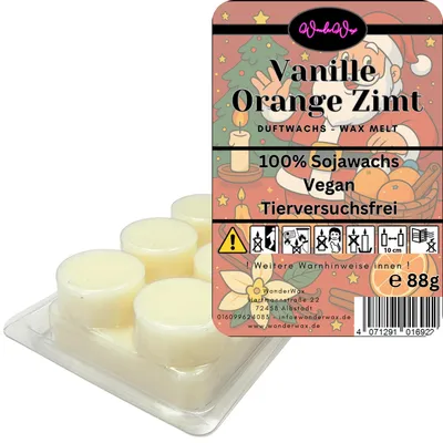 Produktbild von WonderWax Duftwachs Weihnachten Wax Melts für Duftlampe, 6 Kreise Duftmelt Wachsmelt Sojawachs Duftwachs Würfel für Raumdüfte, Wachs Duftöl Winter Indoor Schmelzen für Aromalampe Spicy Vanille Orange Zimt