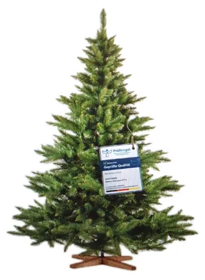 Image de FairyTrees Sapin de Noël Artificiel 180cm NORDMANN | Arbre de Noël avec Support en Bois | Sapin avec Tronc Vert |  EU