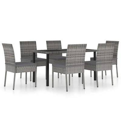 Obrázek produktu pro vidaXL 7dílný zahradní jídelní set Poly Rattan Grey