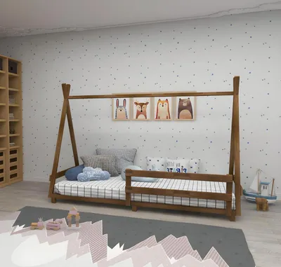 Produktbild von Robustes Braunes Kinderzimmer Bett r Bettrahmen Große Betten