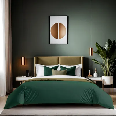 Produktbild von L'Essentiel Linge de Maison, Tonne Verte - 54, Ranforce Doppel-Bettbezug (FR) (IT) (DE), 100 % BAUMWOLLE RANFORCE, Dunkelgrün,  200 x 200 cm