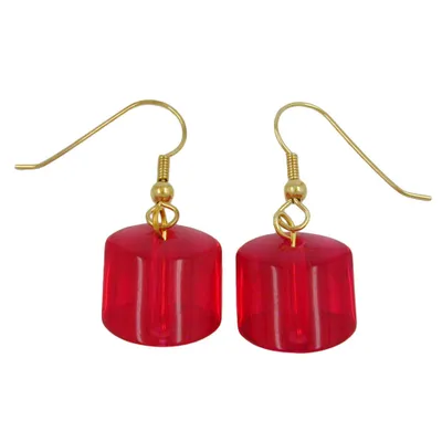 Produktbild von Ohrhaken Ohrringe Ohrhänger 37x15mm Schrägperle Kunststoff rot-transparent-glänzend rot 37x15mm